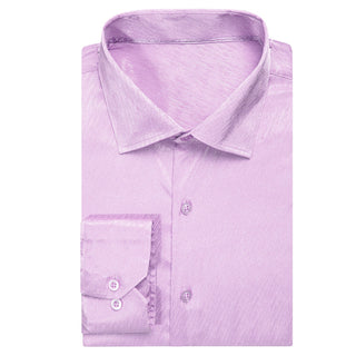 Lilac Purple Solid Silk Men's Silk Long Sleeve Shirt
