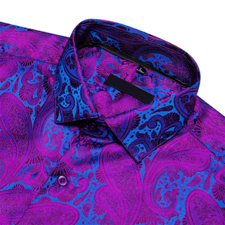 New Purple Blue Paisley Long Sleeve Shirt