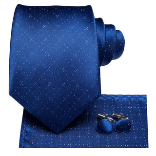 Navy Ties Blue Novelty Silk Necktie Pocket Square Cufflinks Set