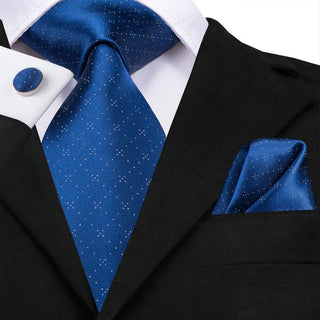 Navy Ties Blue Novelty Silk Necktie Pocket Square Cufflinks Set