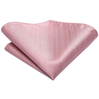 Baby Pink Solid Silk Soft Mens Necktie Pocket Square Cufflinks Set Neckties