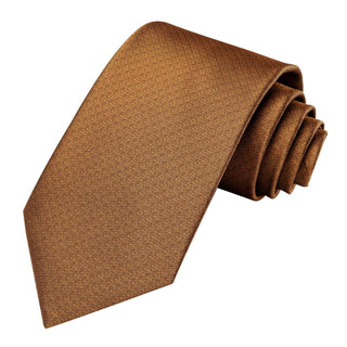 Brown Plaid Silk Necktie Pocket Square Cufflinks Set