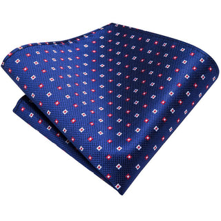 Blue Geometric Silk Necktie Pocket Square Cufflinks Set