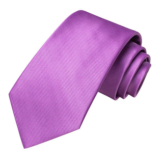 Lilac Solid Purple Silk Necktie Pocket Square Cufflinks Set