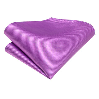 Lilac Solid Purple Silk Necktie Pocket Square Cufflinks Set