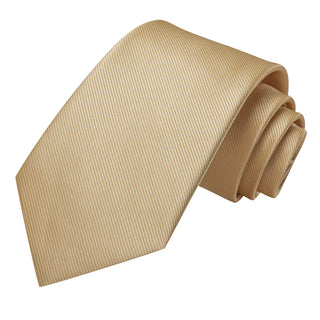 Taupe Solid Silk Necktie Pocket Square Cufflinks Set