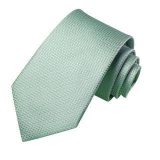 Mint Greed Novelty Plaid Silk Necktie Pocket Square Cufflinks Set