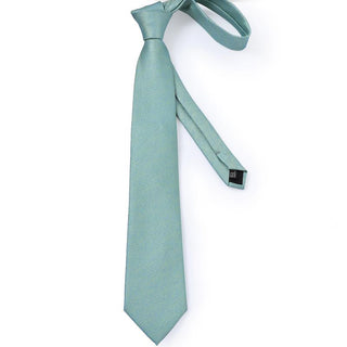 Shining Green Novelty Silk Necktie Pocket Square Cufflinks Set