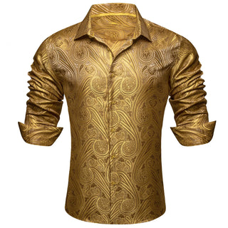 Gold Novelty Silk Long Sleeve Shirt