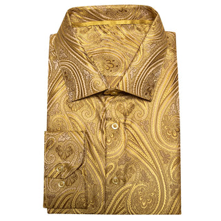 Gold Novelty Silk Long Sleeve Shirt