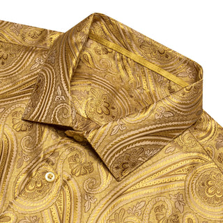 Gold Novelty Silk Long Sleeve Shirt