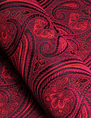 Burgundy Red Novelty Silk Long Sleeve Shirt