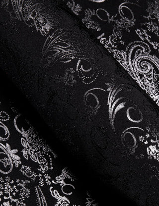 Dark Silver Grey Pattern Novelty Silk Long Sleeve Shirt