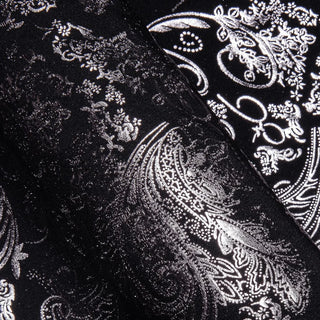 Black Silver Pattern Novelty Silk Long Sleeve Shirt