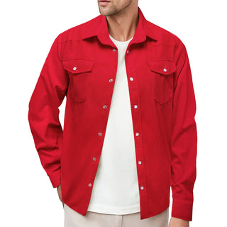 Red Flannel Silk Long Sleeve Shirt
