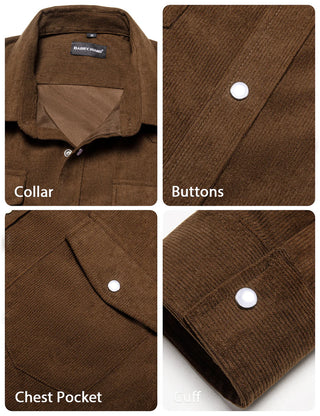 Corduroy Brown Silk Long Sleeve Shirt