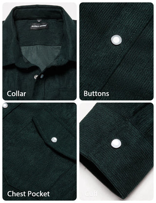 Dark Green Corduroy Silk Long Sleeve Shirt