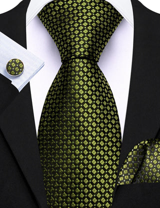New Polka Dots Silk Men's Necktie Pocket Square Cufflinks Set