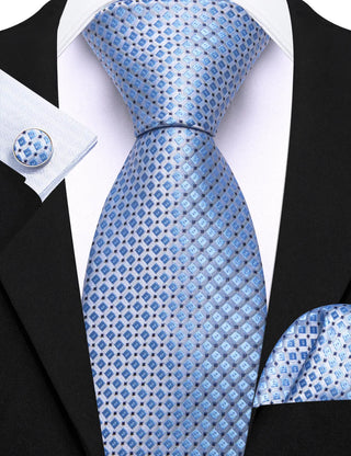 New Polka Dots Silk Men's Necktie Pocket Square Cufflinks Set