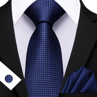 New Coral Classic Plaid Silk Men's Necktie Pocket Square Cufflinks Set