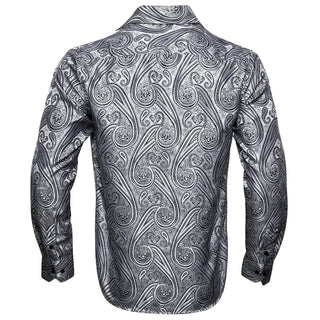 Silver Novelty Silk Long Sleeve Shirt