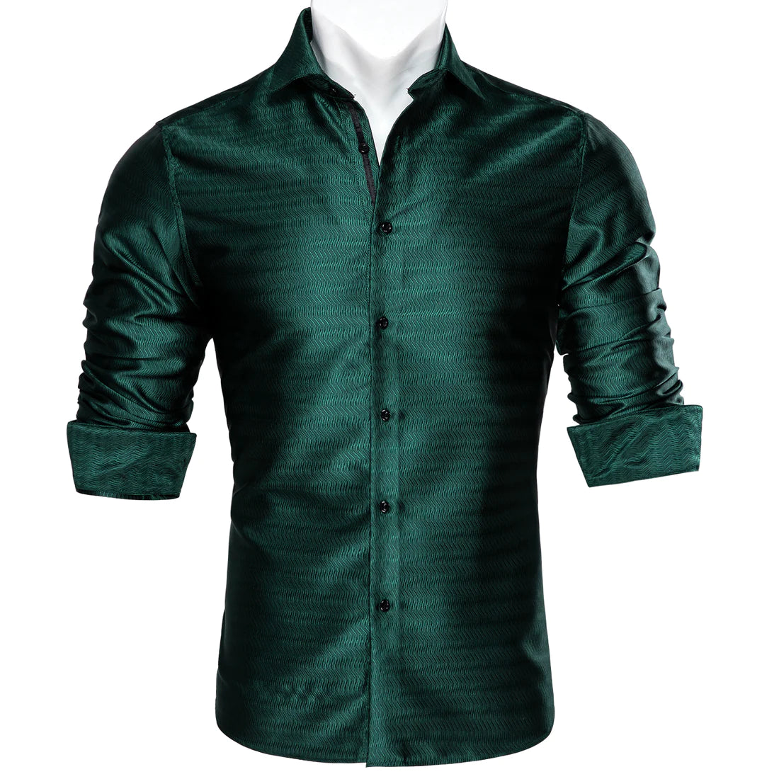 emerald green satin dress shirt Satin-Silk Emerald Green Classic Fit Charmeuse Silk Shirt