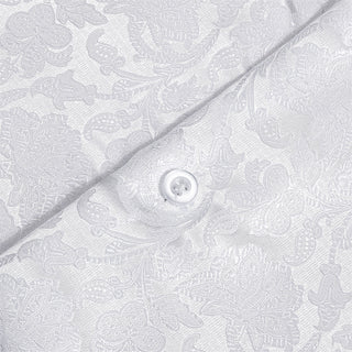 White Floral Silk Long Sleeve Shirt