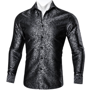 Grey Paisley Long Sleeve Shirt