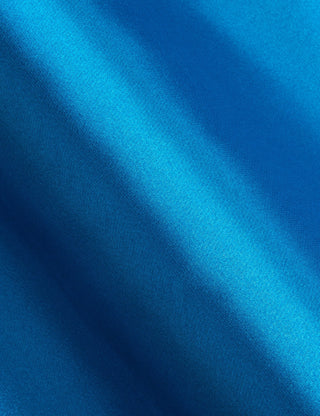 Solid Blue Satin Silk Short Sleeve Shirt