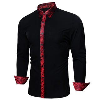 Black Red Splicing Long Sleeve Shirt
