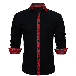 Black Red Splicing Long Sleeve Shirt