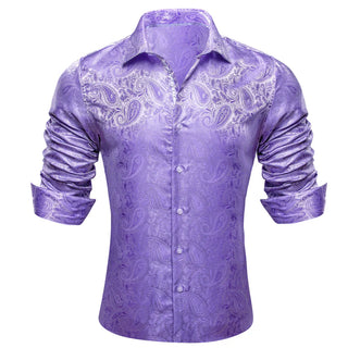 New Lavender Paisley Silk Long Sleeve Shirt