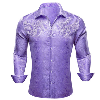 New Lavender Paisley Silk Long Sleeve Shirt