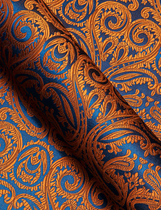 New Orange Copper Paisley Men's Silk Long Sleeve Shirt