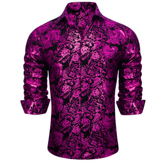 Lavender Black Paisley Silk Long Sleeve Shirt