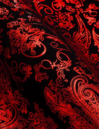 Red Floral Long Sleeve Silk Long Sleeve Shirt