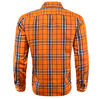 Orange Plaid Silk Long Sleeve Shirt