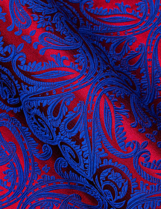 Blue Red Paisley Silk Long Sleeve Shirt