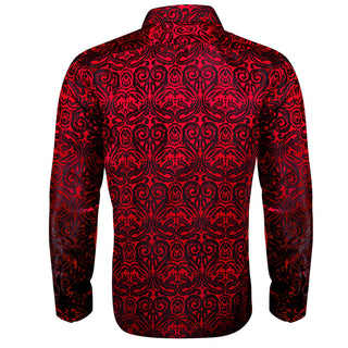 New Red Paisley Jacquard Long Sleeve Shirt