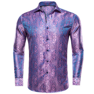 Shining Purple Blue Paisley Long Sleeve Shirt