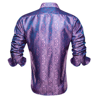 Shining Purple Blue Paisley Long Sleeve Shirt