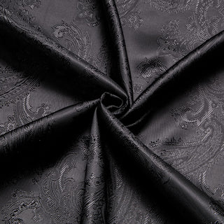 Solid Black Paisley Silk Short Sleeve Shirt