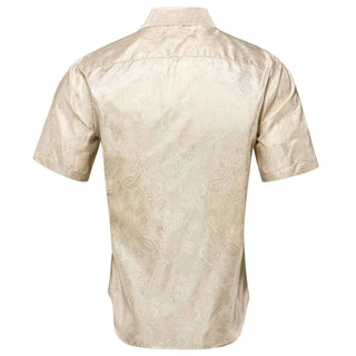 Champagne Paisley Silk Short Sleeve Shirt