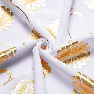 White Golden Floral Silk Short Sleeve Shirt