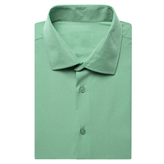 Mint Green Solid Silk Short Sleeve Shirt