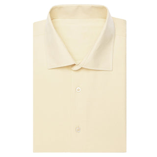 Light Yellow Solid Silk Short Sleeve Shirt