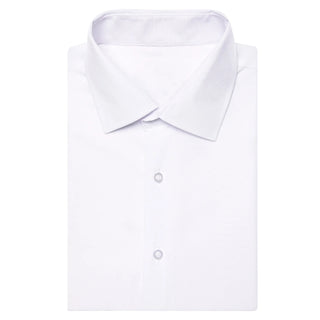 White Solid Silk Short Sleeve Shirt