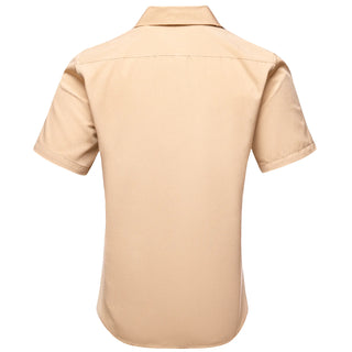 Wheat Solid Silk Short Sleeve Shirt