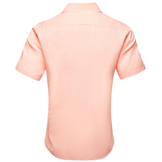 Light Pink Solid Silk Short Sleeve Shirt