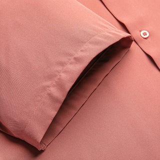Pink Solid Silk Short Sleeve Shirt